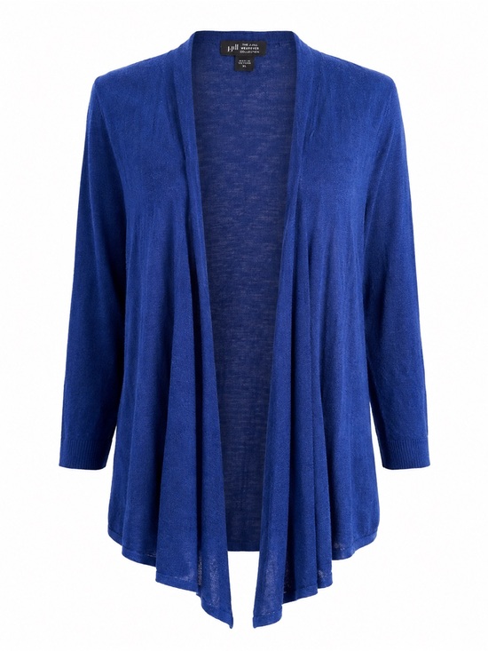 J. Jill Sweaters - J.Jill Wearever Open Front Cardigan Blue Linen Blend XL